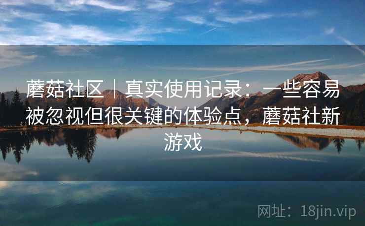 蘑菇社区｜真实使用记录：一些容易被忽视但很关键的体验点，蘑菇社新游戏