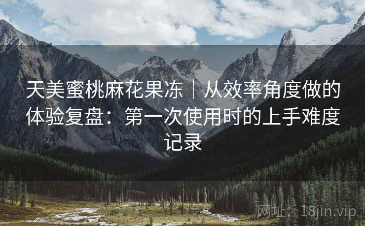 天美蜜桃麻花果冻|从效率角度做的体验复盘:第一次使用时的上手难度记录 天美蜜桃麻花果冻|从效率角度做的体验复盘:第一次使用时的上手难度记录