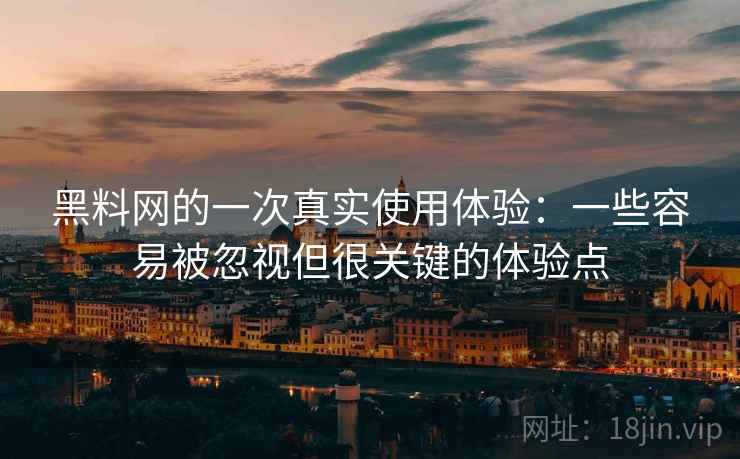 黑料网的一次真实使用体验：一些容易被忽视但很关键的体验点